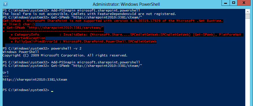 Running SharePoint 2010 PowerShell  cmdlets on Windows Server 2012